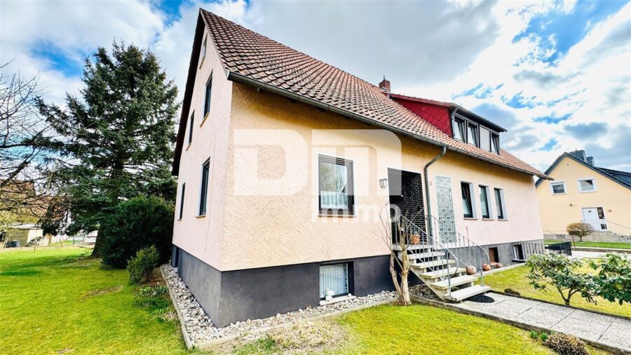 Schönes 1 - 2 Familienhaus mit riesigem Grundstück, Doppelgarage und umfangreichen Nutzflächen - Frontansicht